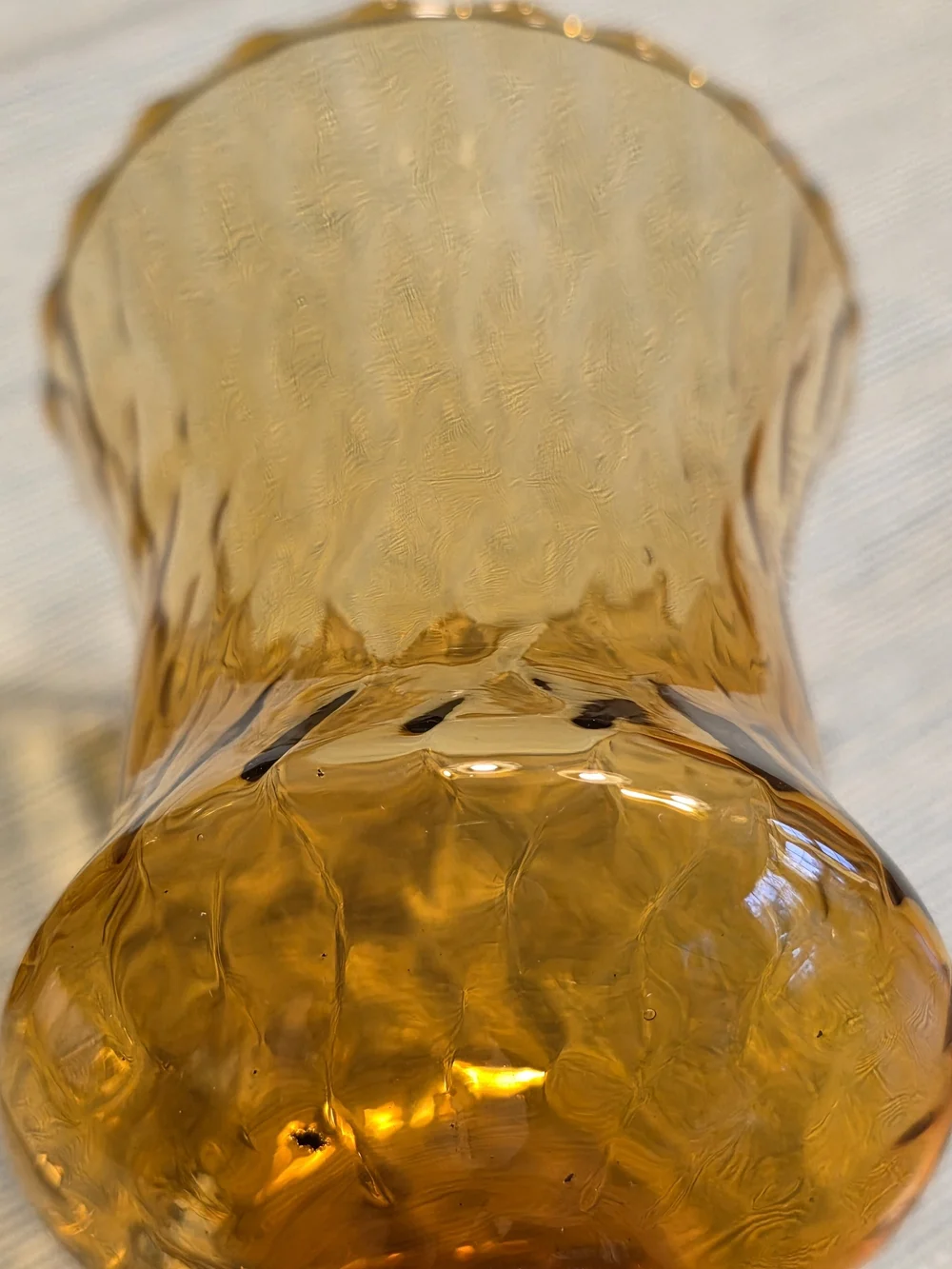 Vtg Set 2 Tall Amber Glass Peg Candle Cups Optic Diamond Honeycomb